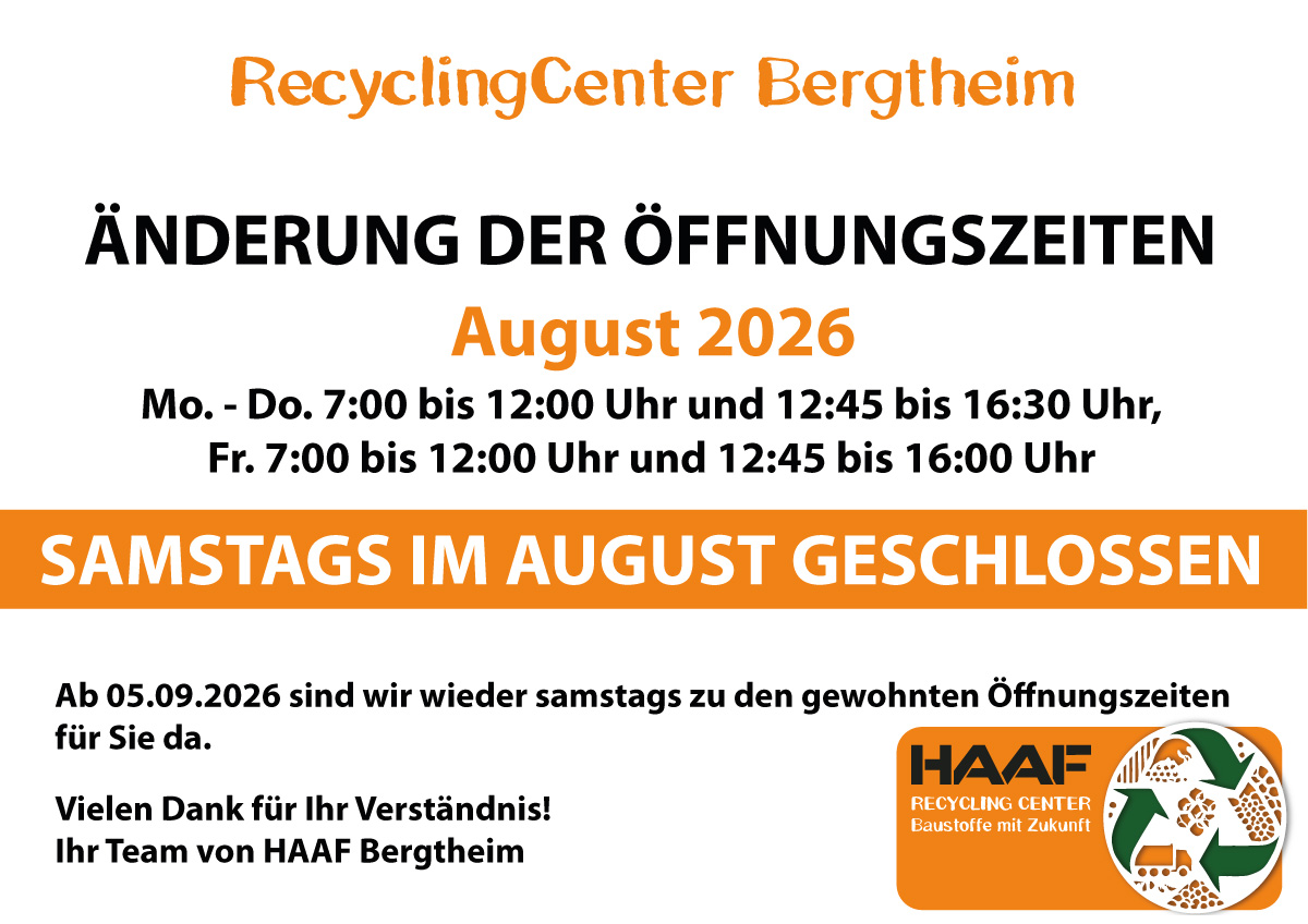 Öffnungszeiten im August in Bergtheim